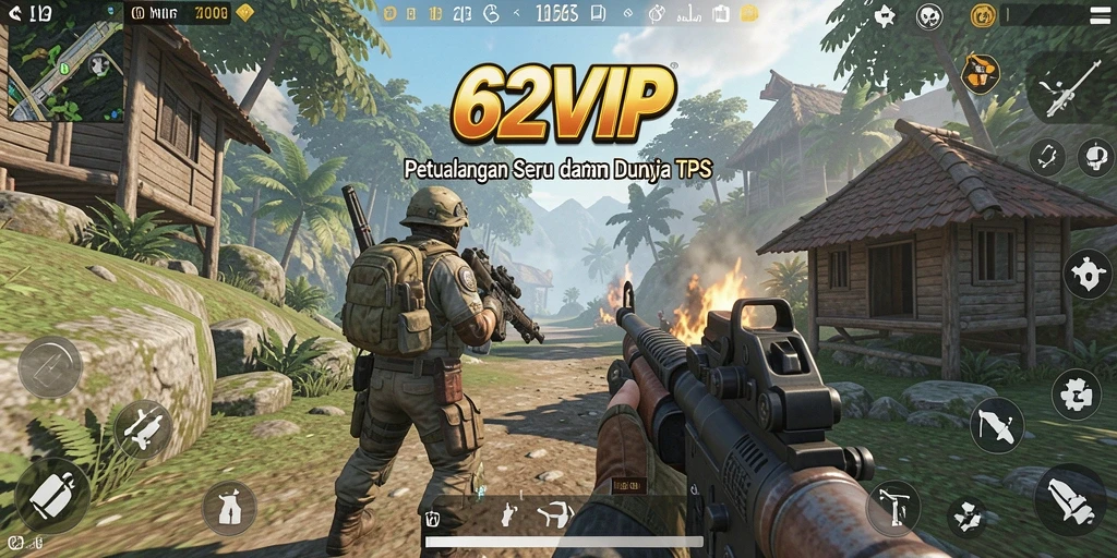 Tampilan gameplay mendebarkan dalam 62VIP dengan aksi TPS intens.