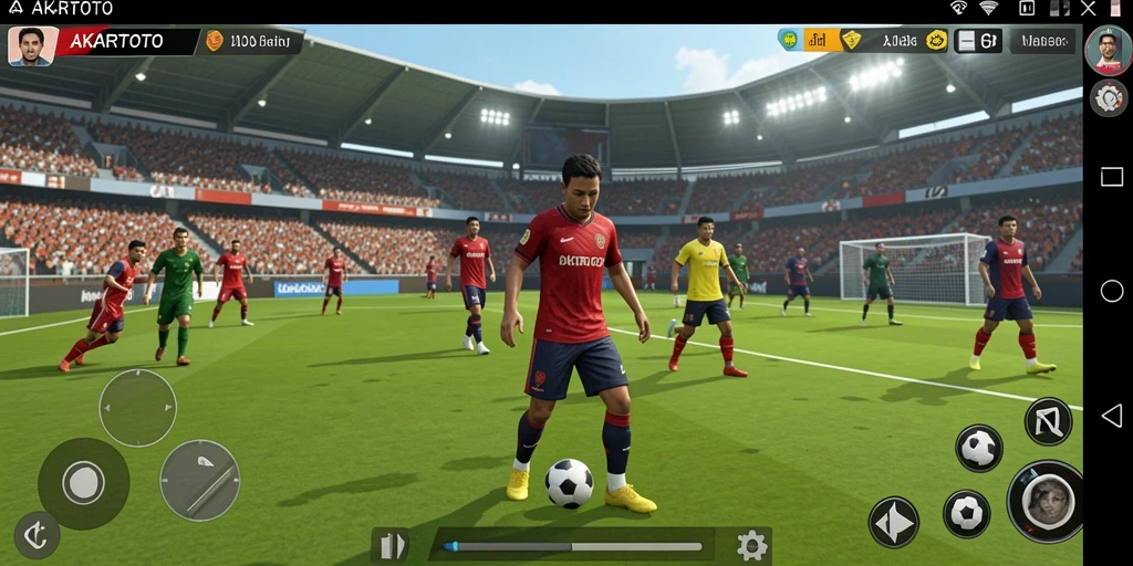 Tampilan menarik dari gameplay sepak bola di AKARTOTO.
