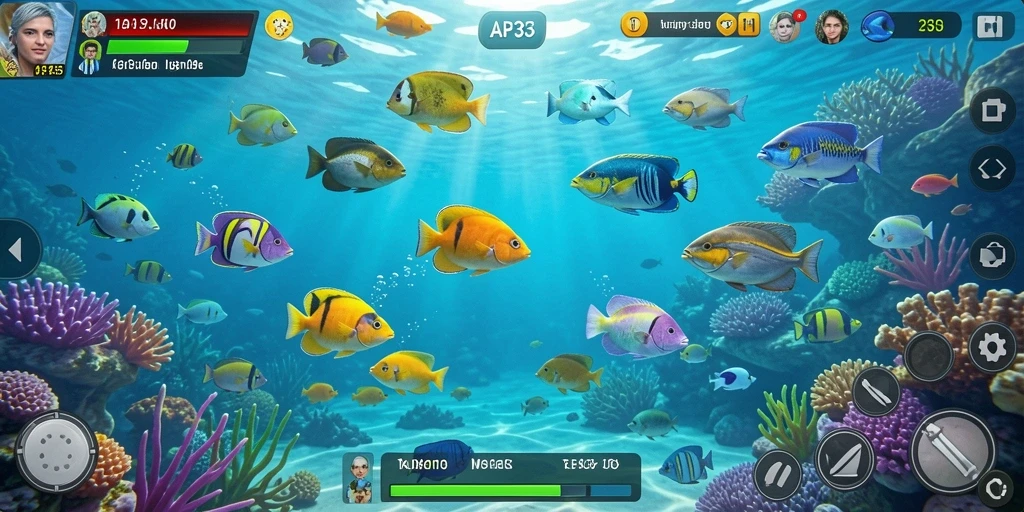 Screenshot menunjukkan gameplay seru Tembak Ikan API33.