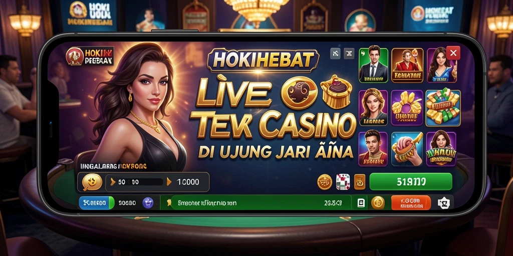 Screenshot HOKIHEBAT menunjukkan dealer profesional dalam permainan Live Casino.