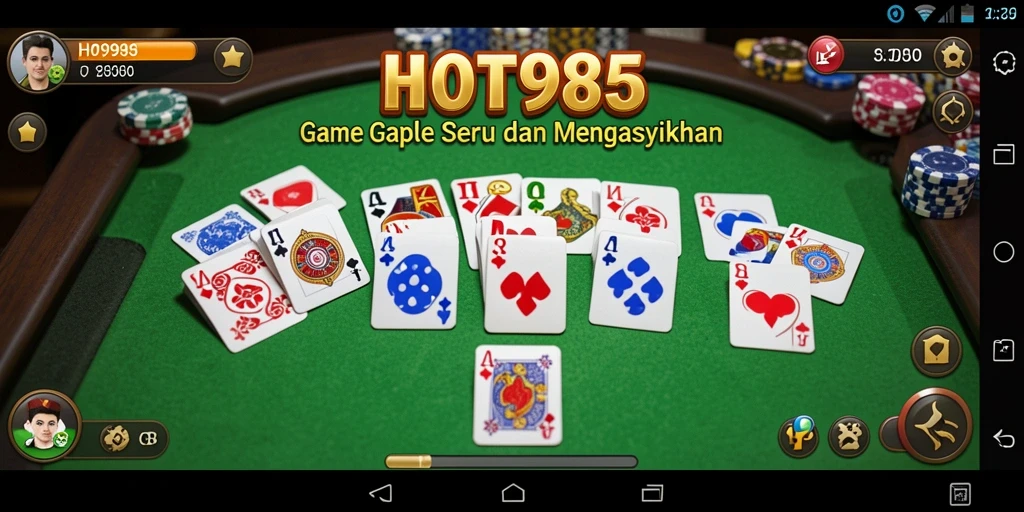 Tampilan gameplay HOT985 dengan suasana Gaple yang seru.