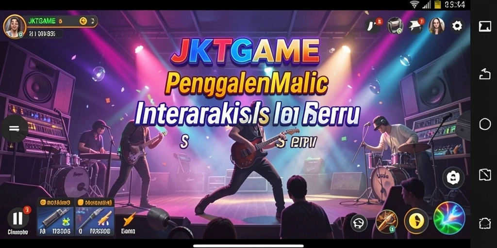 Tampilan gameplay interaktif JKTGAME dengan berbagai lagu musik.