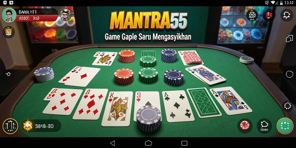 Tampilan gameplay seru di aplikasi MANTRA55 Gaple.