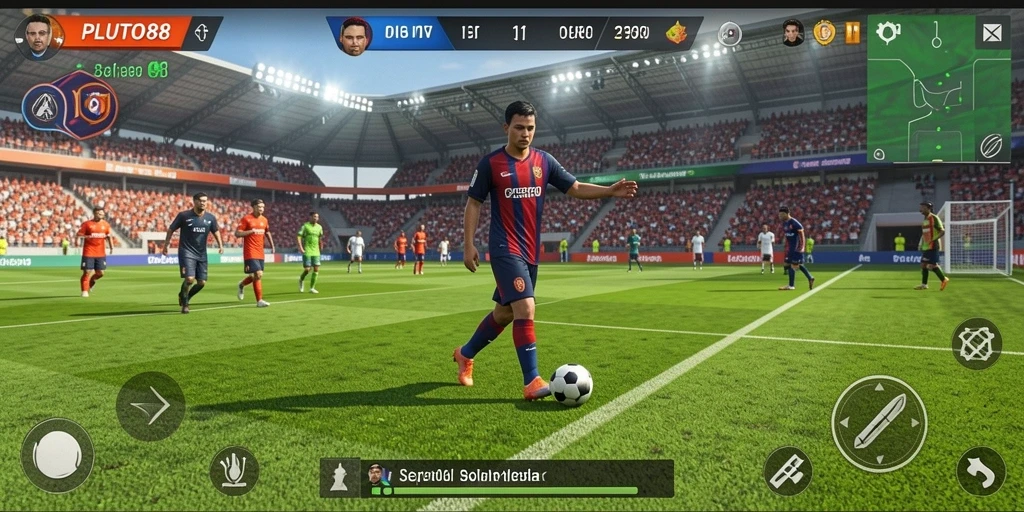 Gameplay seru PLUTO88 dengan aksi sepak bola menegangkan.