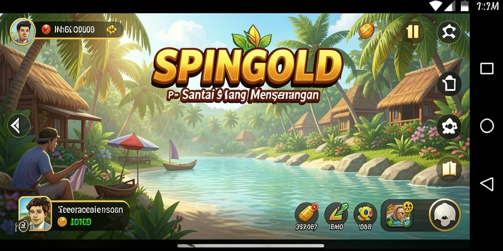Tampilan gameplay SPINGOLD yang penuh warna dan menyenangkan.