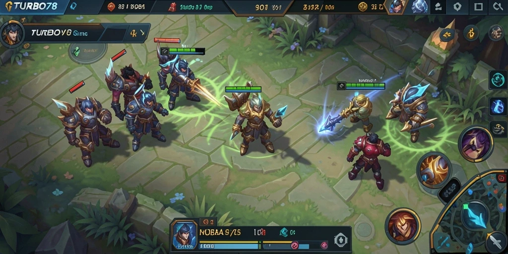 Gameplay seru TURBO78 dengan aksi epik di arena MOBA.
